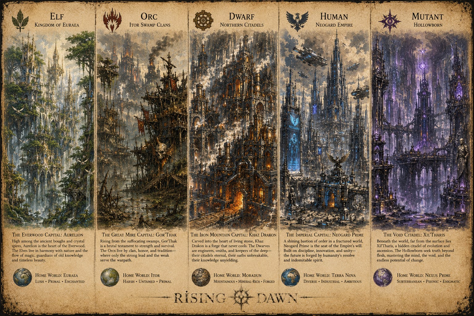 The regions and homelands of New Terra